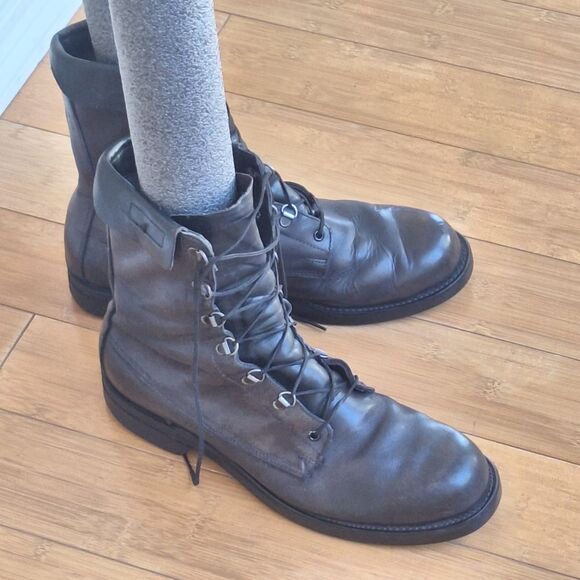 Craddock Terry Combat Grunge Biker Boots Black Leather Punk Emo Mens size 10D - Picture 2 of 16